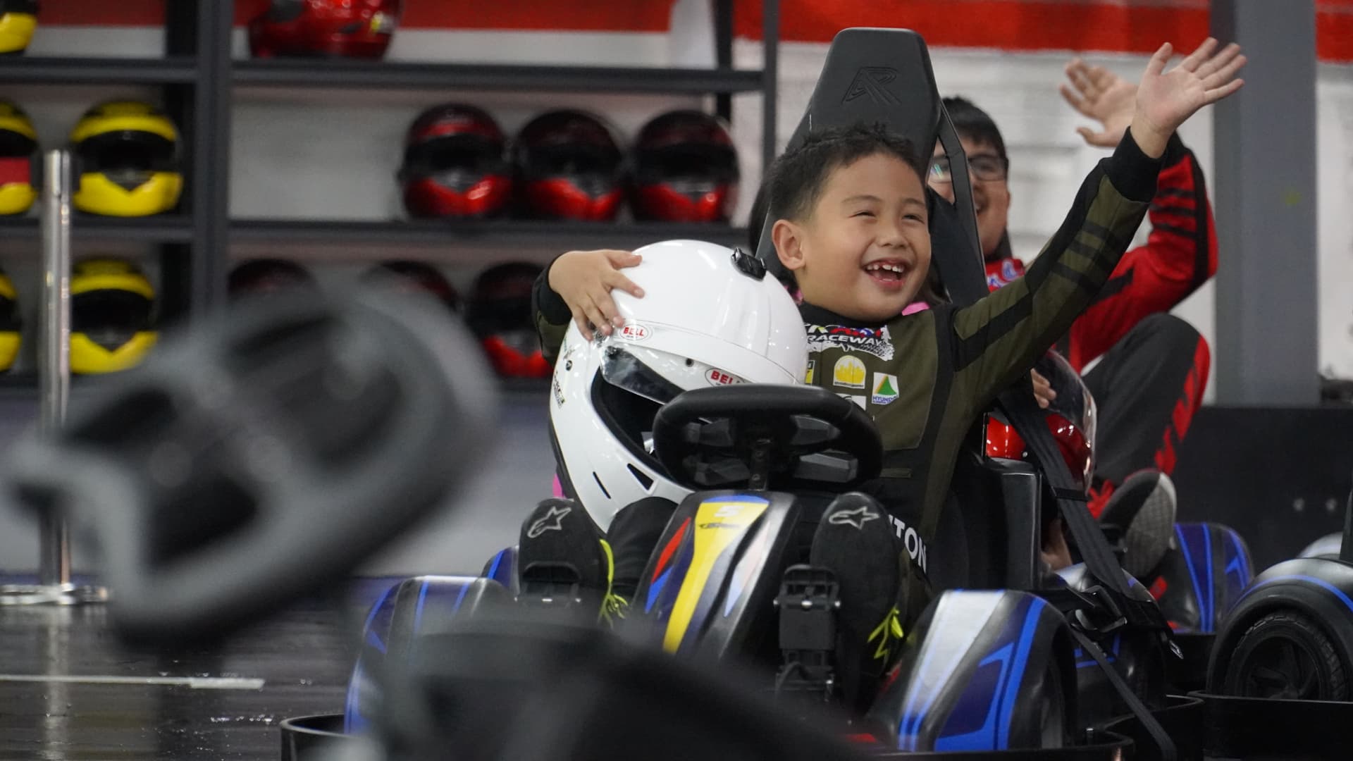 A young Antonio Racelis enjoying an electric karting session