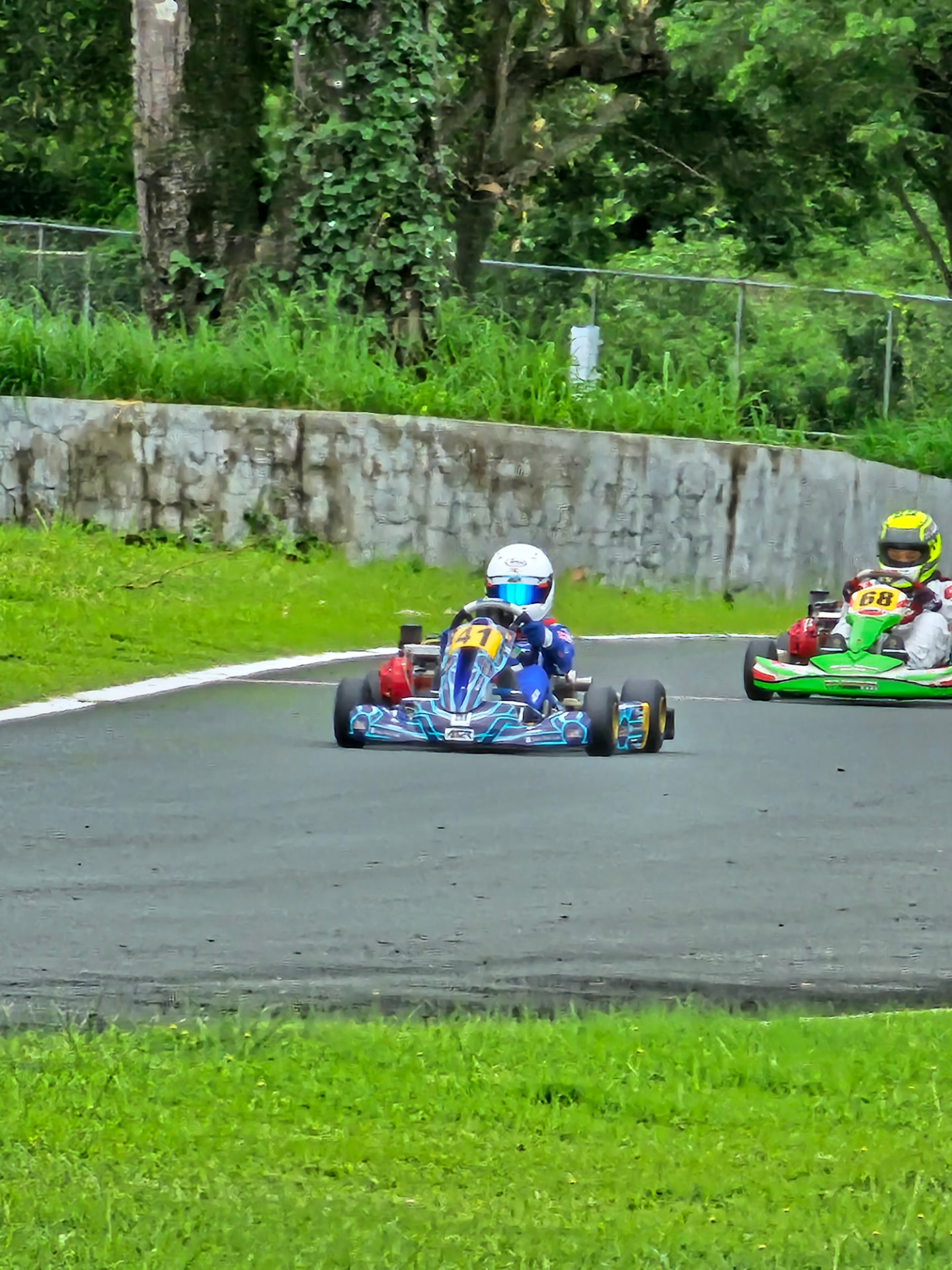 Antonio Racelis driving kart number 41 on track