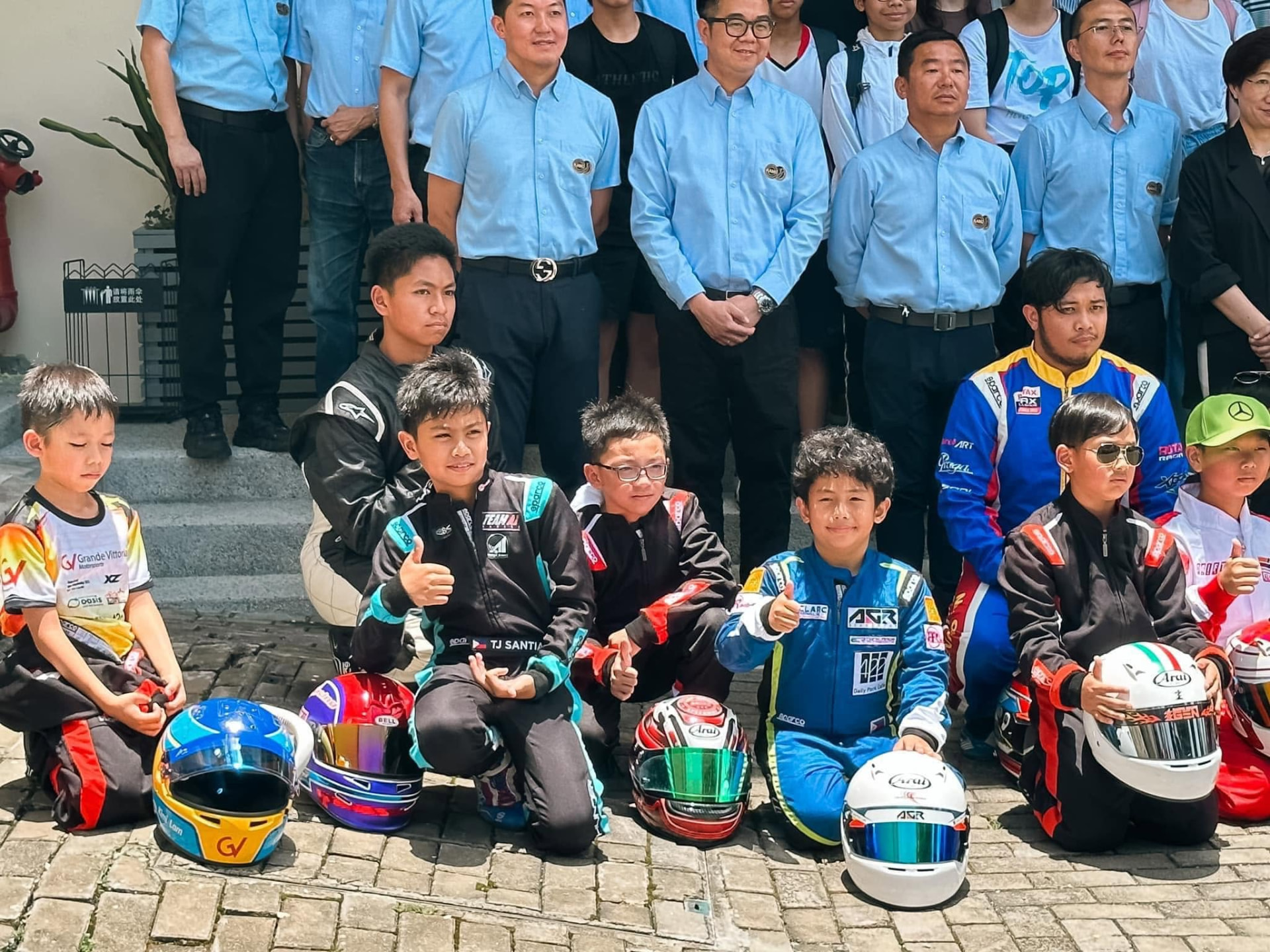 Antonio Racelis with other drivers at the Asian Karting Open Championship