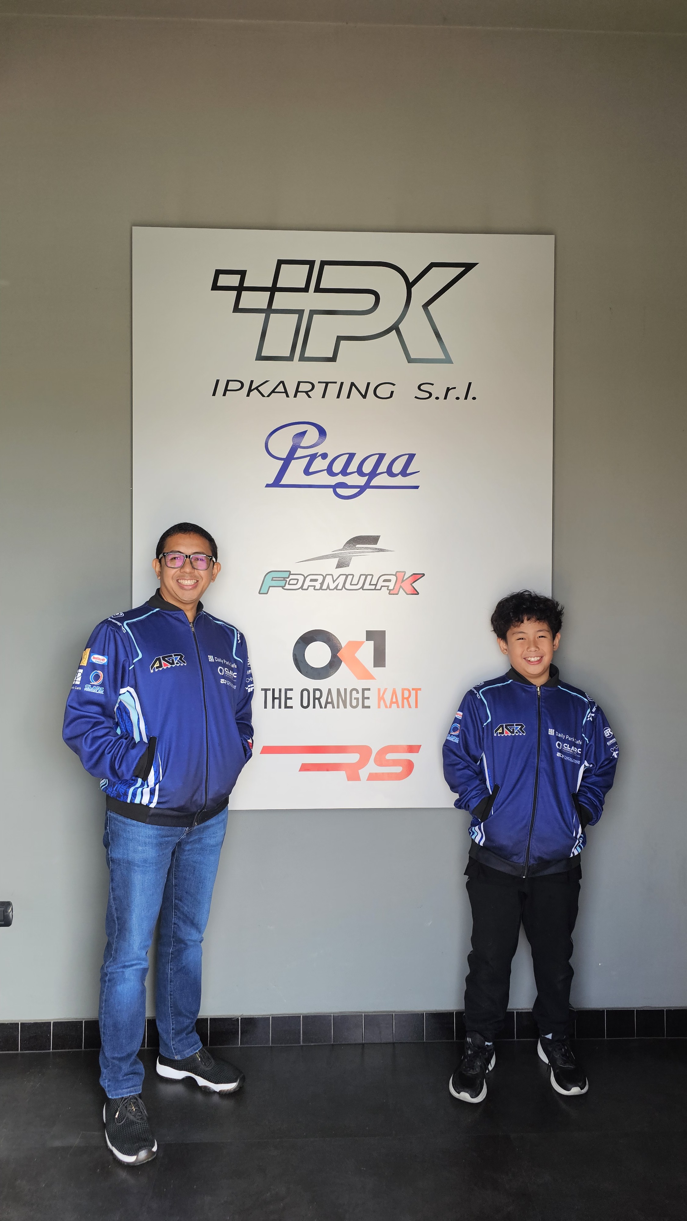 Antonio Racelis beside the IPKarting, Praga, Formula K, OK1 and RS brand wall