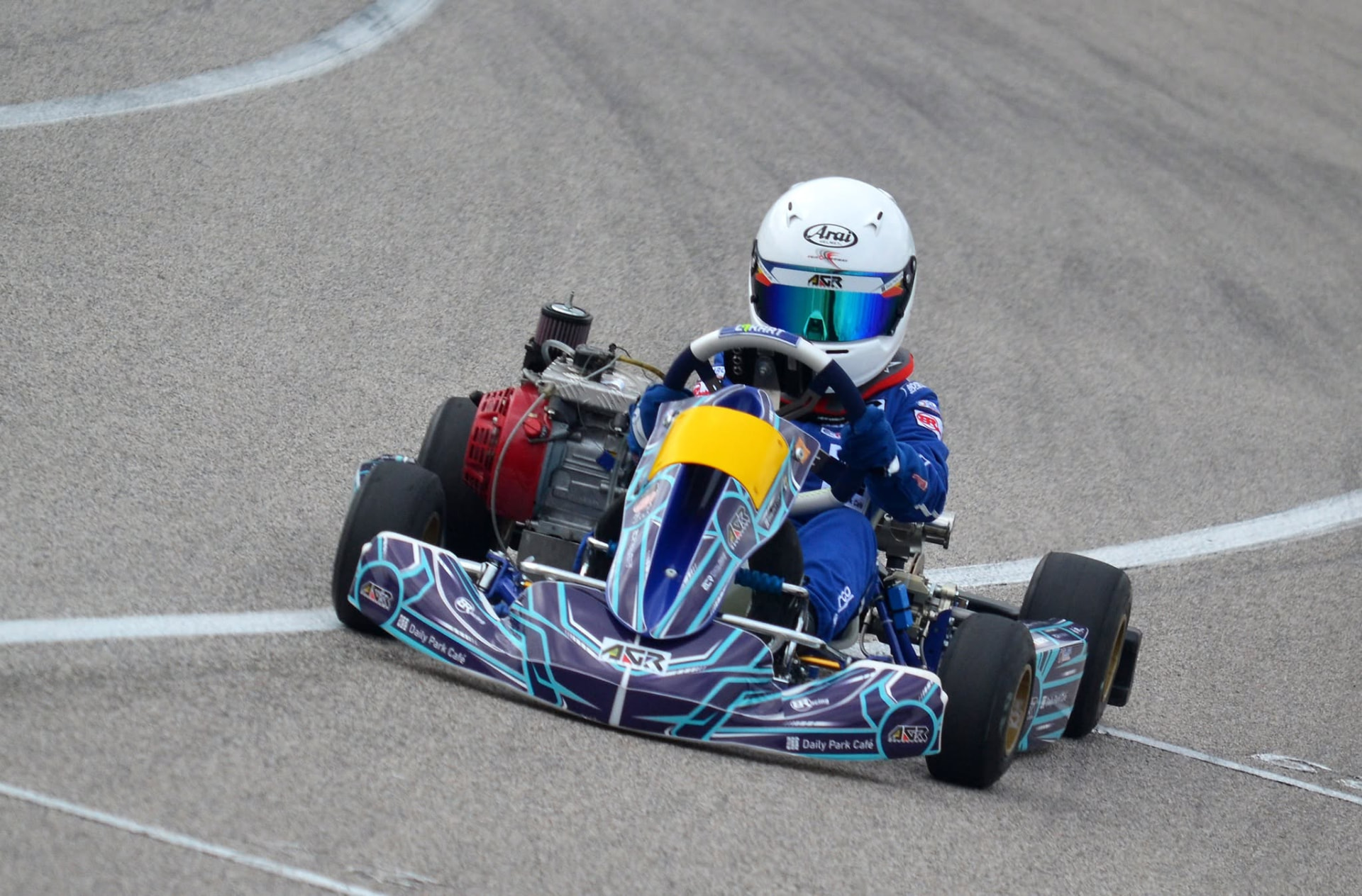 Antonio Racelis driving his kart at the Asian Karting Open Championship in Macau