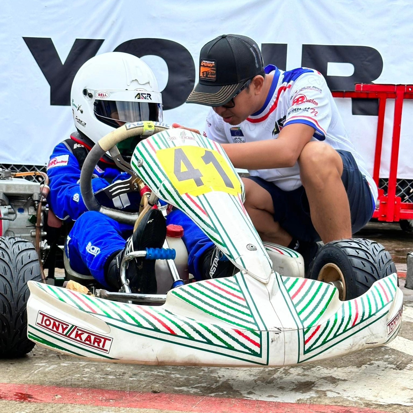 Antonio Racelis and his coach with kart number 41 in Palawan