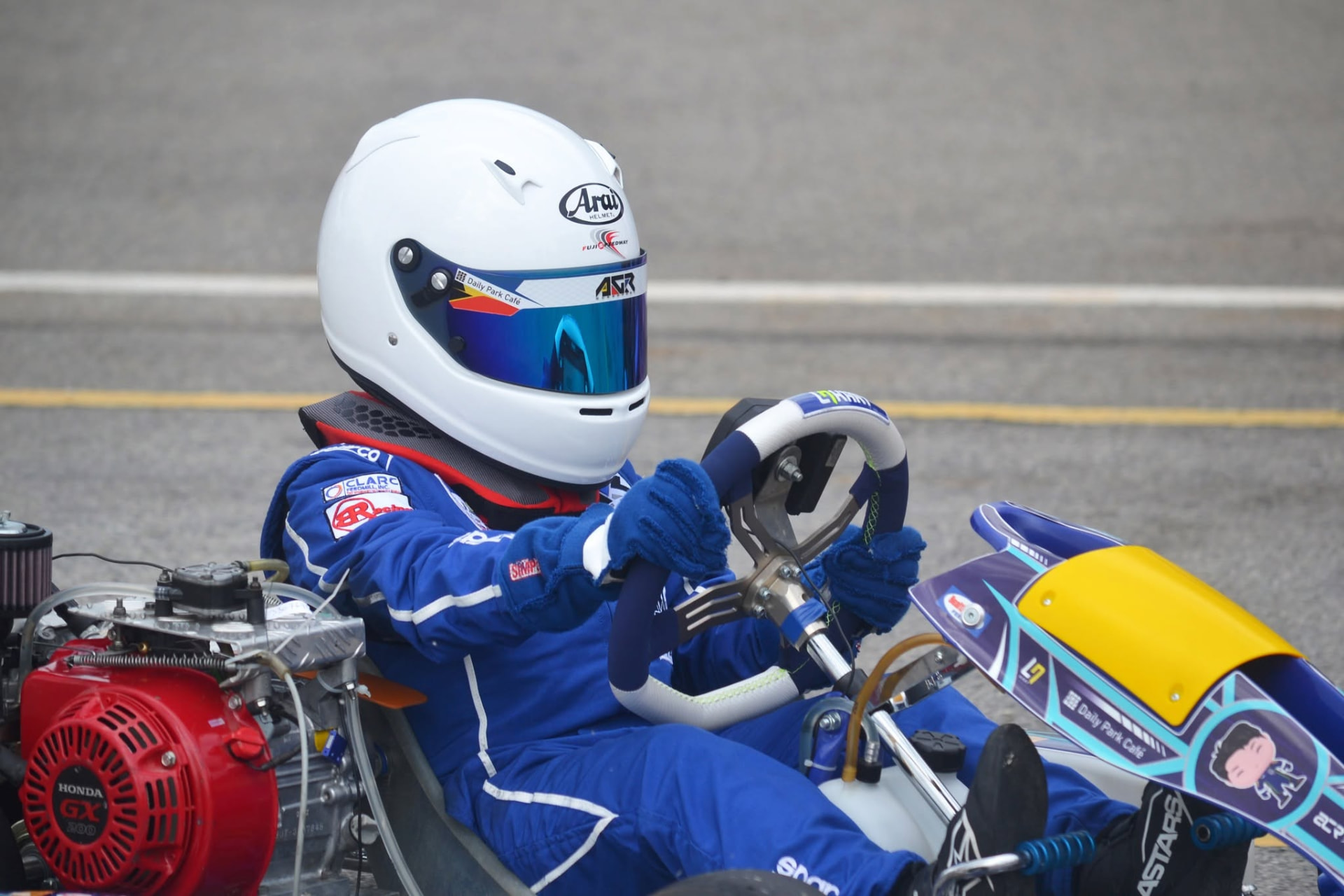 Antonio Racelis at the wheel of his kart
