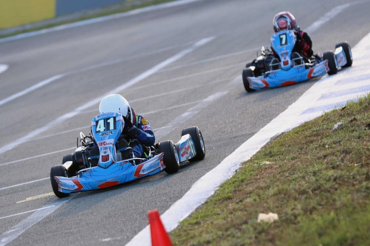 Kart number 41 racing on track